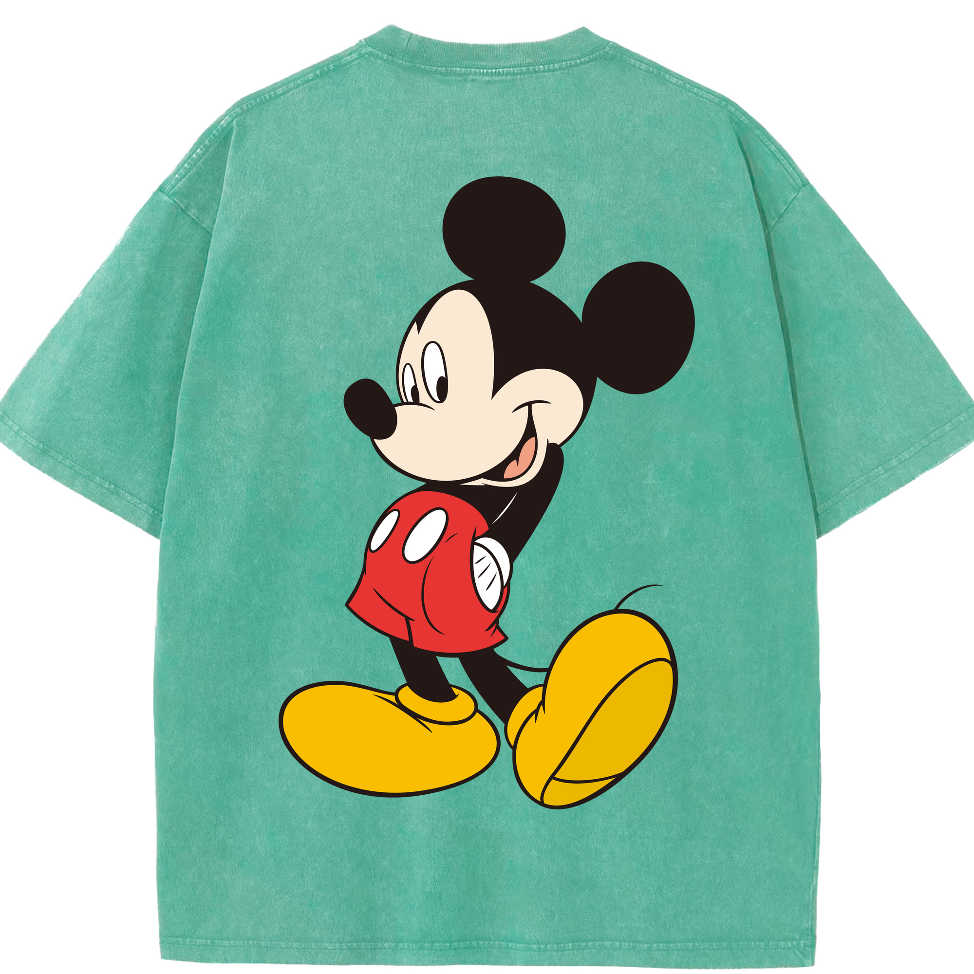 （画像用） ミッキーマウス Mickey Mouse 綿100% ヴィンテージ風 半袖Tシャツ（背面プリント）